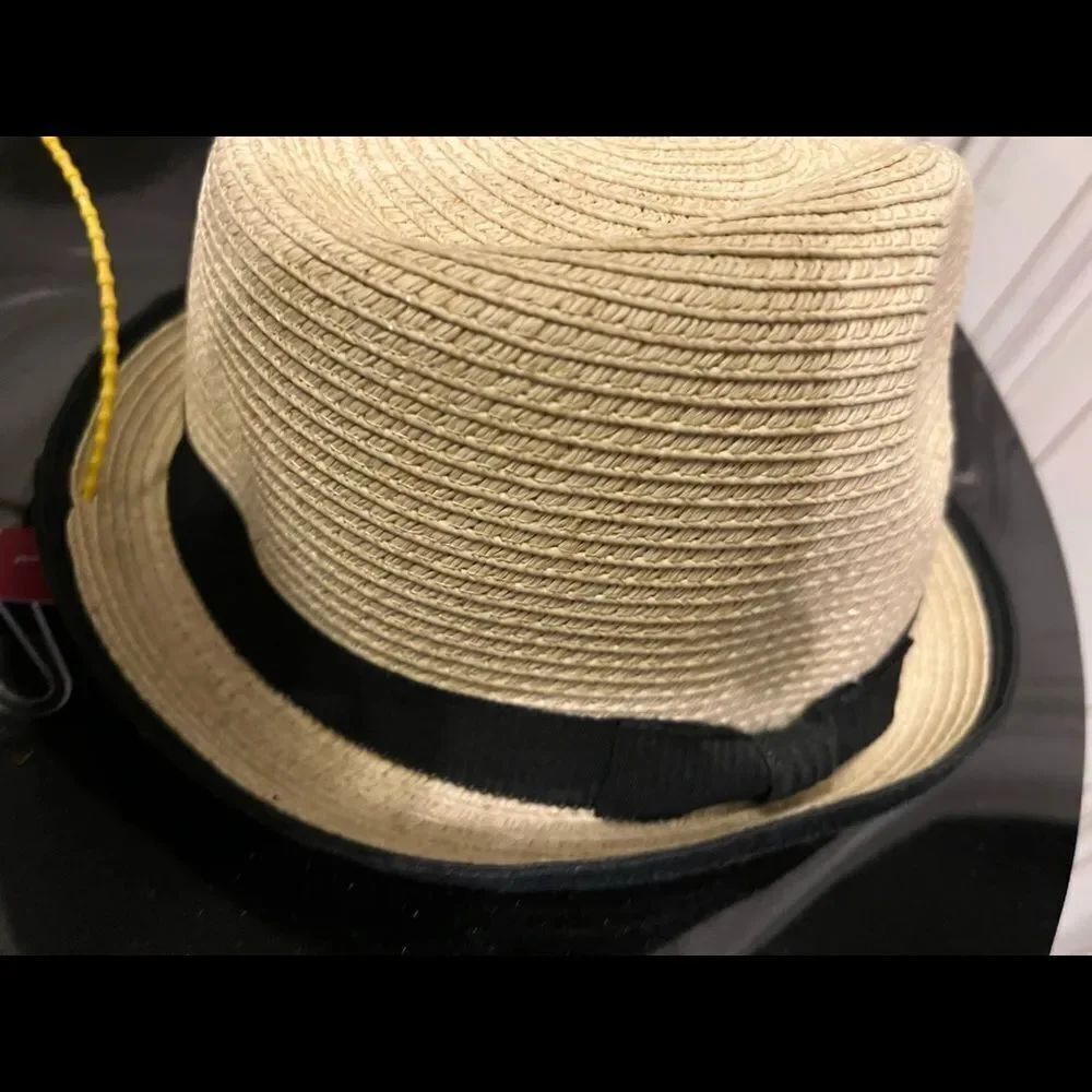 Summer Straw Fedora Hat With Black Ribbon